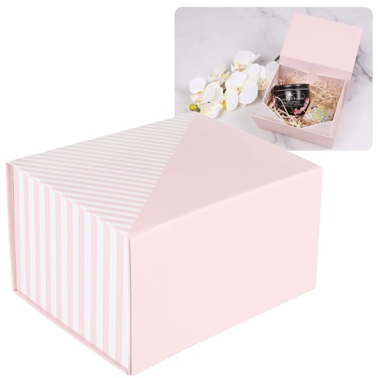 Różowe pudełko prezentowe/dekoracyjne na magnes 180x130x110 mm x2 sarcia.eu