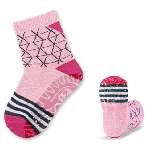 różowe skarpetki letnie dla dzieci z silikonową podeszwą szlaczki [rozmiar stopy: 23/24] Inna marka