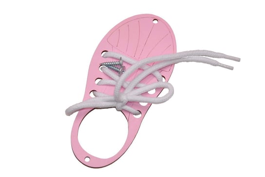 Różowy but + biała sznurówka do tablicy manipulacyjnej sensorycznej. Zabawki Sensoryczne