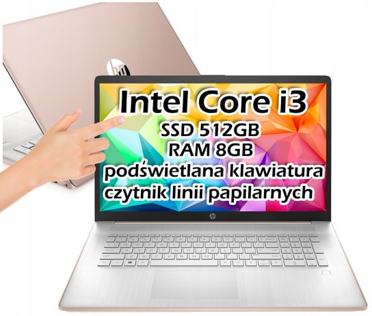 Różowy Laptop Hp 17 I3-11 16Gb Ssd 512Gb W11 Dotyk HP