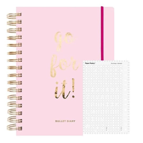 Różowy pamiętnik typu bullet journal 96 kartek + szablon w kształcie strzałek i kształtów Inna marka