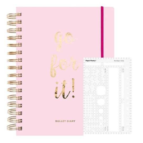 Różowy pamiętnik typu bullet journal w spirali, 96 kartek + podstawowy szablon Youdoit