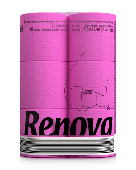Różowy papier toaletowy Renova 6 szt Renova
