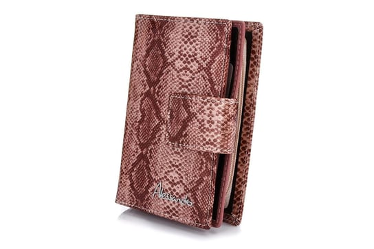 Różowy portfel skórzany damski pyton Alessandro U76 różowy Alessandro Paoli
