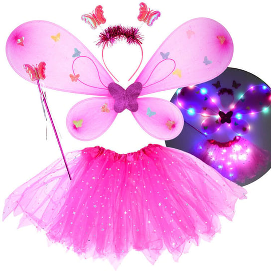 Różowy świecący Kostium dla Małej wróżki Skrzydełka Motyl bal ZA4805 CR Inna marka