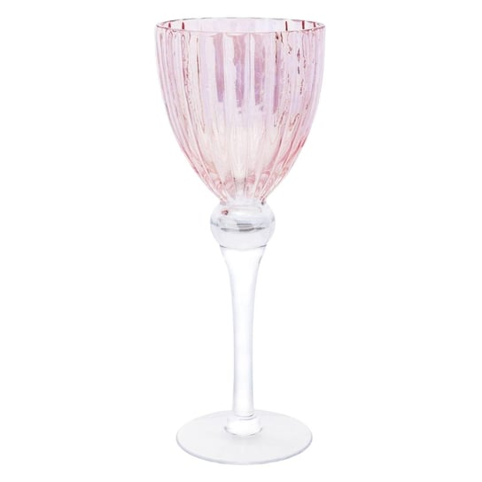 Różowy świecznik - kielich Leon 30 cm Duwen