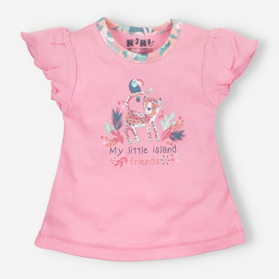 Różowy t-shirt niemowlęcy JUNGLE z bawełny organicznej dla dziewczynki-56 NINI