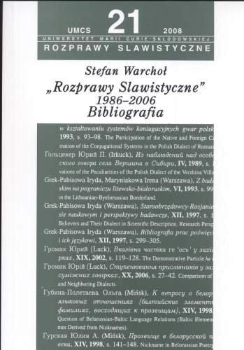 Rozprawy Slawistyczne nr 21 1986-06 Bibliografia Warchoł Stefan