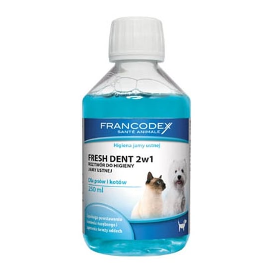 Roztwór do higieny jamy ustnej dla psów i kotów, Fresh Dent 2w1 FRANCODEX, 250 ml . Francodex