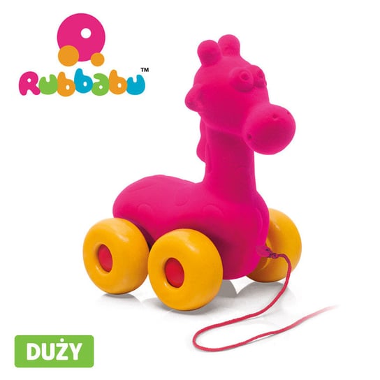 Rubbabu, zabawka do ciągnięcia Żyrafa sensoryczna różowa Rubbabu