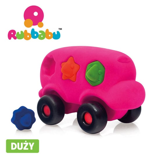 Rubbabu, zabawka sensoryczna Autobus sorter z klockami różowy Rubbabu