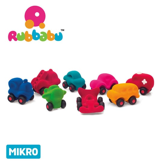 Rubbabu, zestaw 8 sensorycznych mikro pojazdów Rubbabu