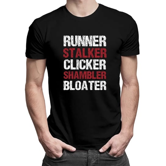 Runner, stalker, clicker, shambler, bloater - męska koszulka dla fanów gry The Last of Us Koszulkowy