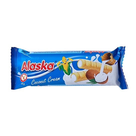 Rurki Kukurydziane Nadziewane Kremem Kokosowym Bezglutenowe 18 g Alaska Alaska Foods