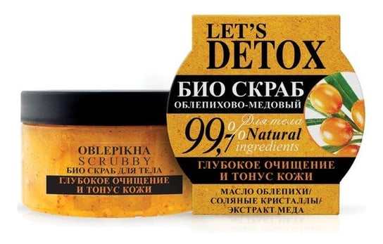 Russkaja Kosmetika, Let's detox, naturalne rokitnikowo-miodowy bio scrub do ciała, 250 ml Russkaja Kosmetika