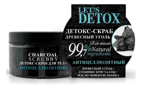 Russkaja Kosmetika, Let's detox, naturalny detoks-scrub do ciała z węglem drzewnym, 250 ml Russkaja Kosmetika