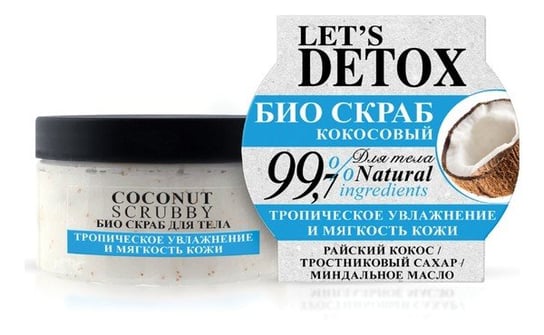 Russkaja Kosmetika, Let's detox, naturalny kokosowy bio scrub do ciała, 250 ml Russkaja Kosmetika