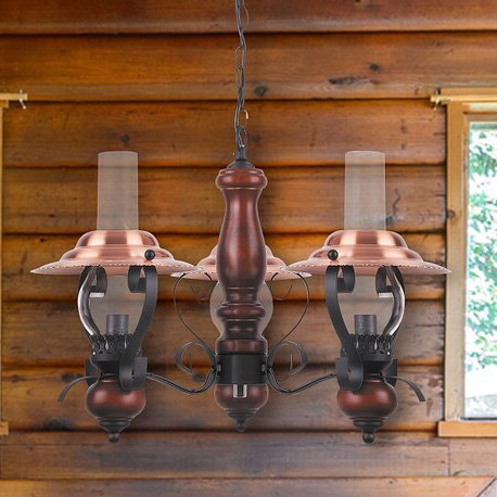 Rustykalna LAMPA wisząca ENNA 7860 Rabalux żyrandol OPRAWA retro zwis drewno miedź czarny przezroczysty Rabalux
