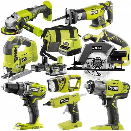 RYOBI ZESTAW COMBO 8 NARZĘDZI 18V KLUCZ +5Ah +2Ah Ryobi