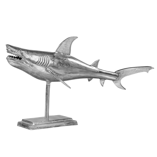 Rzeźba rekina z podstawką 106x36x61 cm srebrne aluminium WOMO-DESIGN