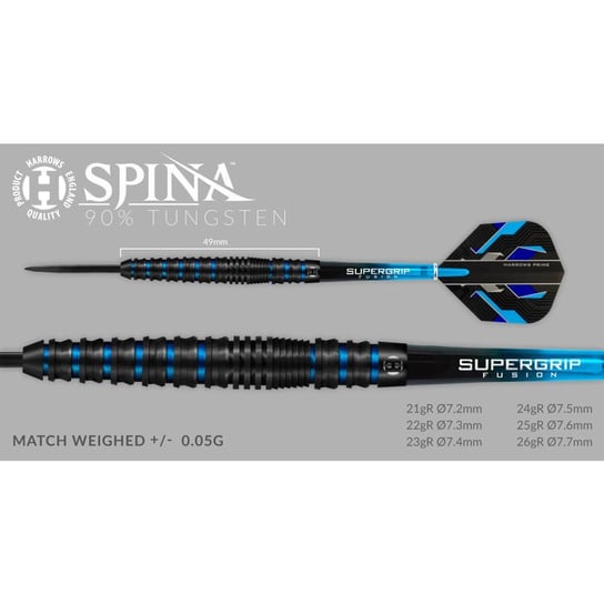 Rzutki Harrows Spina Black 90% Steeltip 22 Gr Harrows