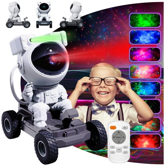 Rzutnik Projektor Gwiazd Astronauta Księżycowy Pojazd Jeżdżący , Wbudowany Głośnik ,Bluetooth, Dźwięki Natury . Prezent Na Święta  . STARLIT