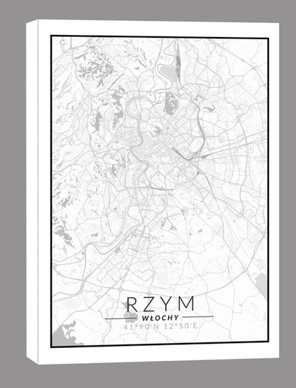 Rzym mapa czarno biała - obraz na płótnie 20x30 cm Inna marka