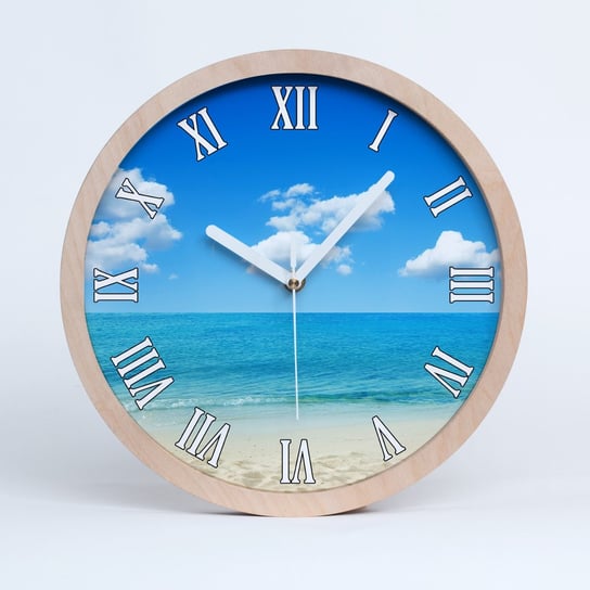Rzymski cichy drewniany zegar rajska plaża fi 30, Tulup Tulup