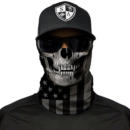 SA Co. Chusta Wielofunkcyjna Face Shield™ Blackout American Flag Skull SA Co.