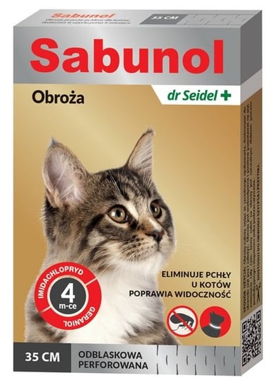 Sabunol Obroża przeciw pchłom dla kota odblaskowa 35cm Sabunol