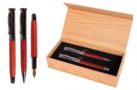 Sadpex, Zestaw długopis, pióro wieczne, Etui Impressive, jasne, Cresco, 850021 SADPEX