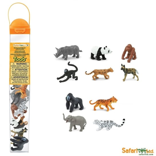 Safari Ltd 100109 Zagrożone gatunki zwierząt lądowych - 10szt. w tubie Safari