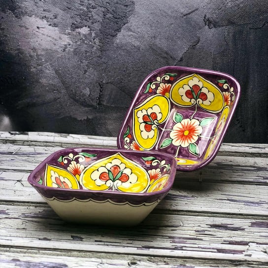 Salaterka ceramiczna ręcznie wykonana „Czerwień w purpurze” szerokość 14cm Inny producent