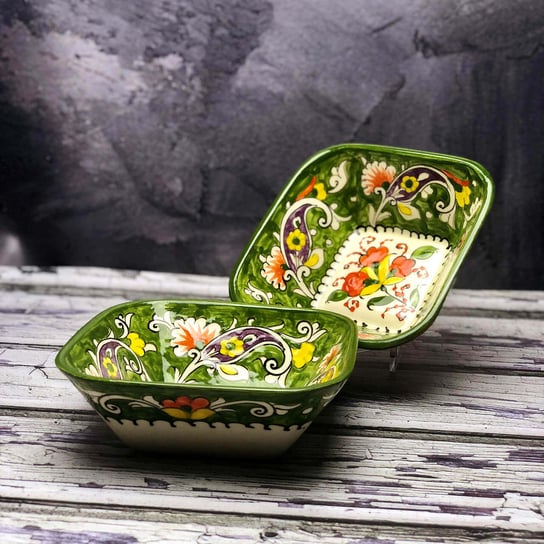 Salaterka ceramiczna ręcznie wykonana „Zielony ogródek” szerokość 14cm Inny producent