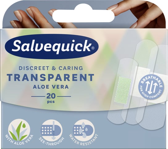 Salvequick, Aloe Vera, plastry transparentne, 20 szt. Salvequick