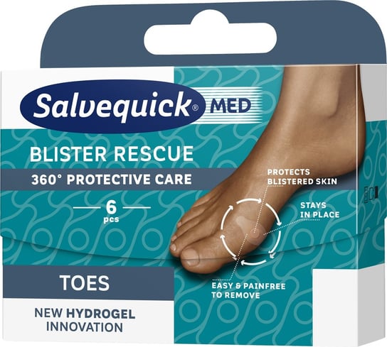 Salvequick, Blister Rescue Toes hydrożelowe plastry na pęcherze na palcach 6szt. Salvequick