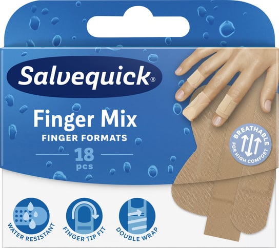 Salvequick, Finger Mix, plastry wodoodporne, 18 szt. Salvequick