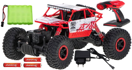 Samochód Monster Rally RC 4x4 2.4GHz dla dzieci zdalnie sterowane Terenowy Off-road Czerwony PakaNiemowlaka