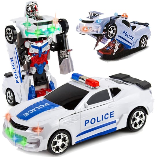 Samochód Policja 2W1 Auto-Robot Światła Dźwięk Led U459 elektrostator