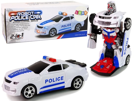 Samochód Policyjny 2w1 Transformers Dźwięki Strzały Światła Lean Toys
