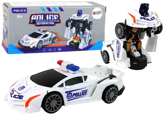 Samochód-Robot Policja Biały 2W1 Transformacja Lean Toys