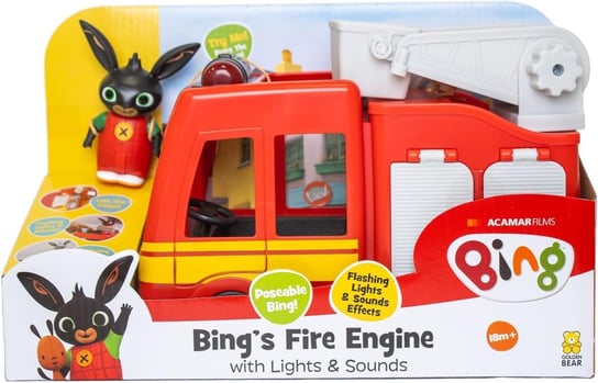 Samochód strażaci Królika Binga duży efekty świetlne i dźwiękowe wysoka jakość doskonały jako prezent dla dzieci 18m+ Golden Bear
