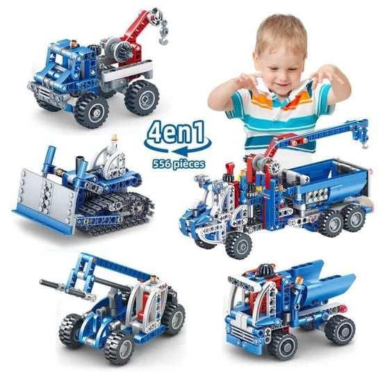 Samochód z klocków, SDLOGAL, zabawki edukacyjne dla dzieci DIY, puzzle modelarskie, 4 w 1, 556 stóp Inna producent