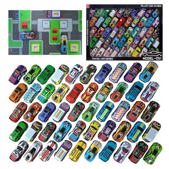 Samochodziki Resoraki Z Napędem Metalowe Auta Dla Dzieci 50 Sztuk + Mapa AIG