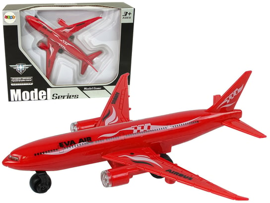 Samolot Pasażerski Czerwony Napęd Światła Dźwięki Lean Toys