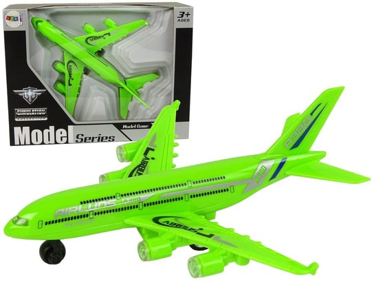 Samolot Pasażerski Napęd Frykcyjny Światła Dźwięki Zielony Lean Toys