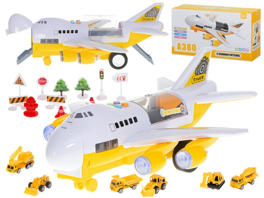 Samolot transporter z autami budowlany bok/przód ikonka