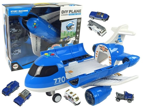 Samolot Transportowy Policja z Naciągiem Autka Dźwięk Lean Toys