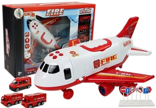Samolot Transportowy Straż Pożarna z Naciągiem 1:64 Dźwięk Światła Lean Toys