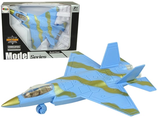 Samolot Wojskowy Odrzutowiec Napęd Światła Dźwięki Niebieski Lean Toys